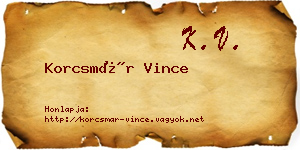 Korcsmár Vince névjegykártya